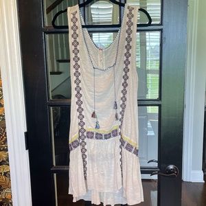 Free People Embroiderd Tank Tunic - L Off-White